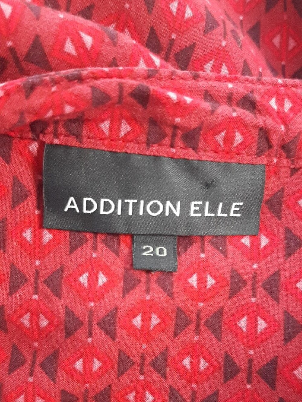 Addition Elle💋Burgundy Printed V-Neck Pintuck Tunic SLEEVE TABS to SHORTEN Sz20 - Picture 6 of 9